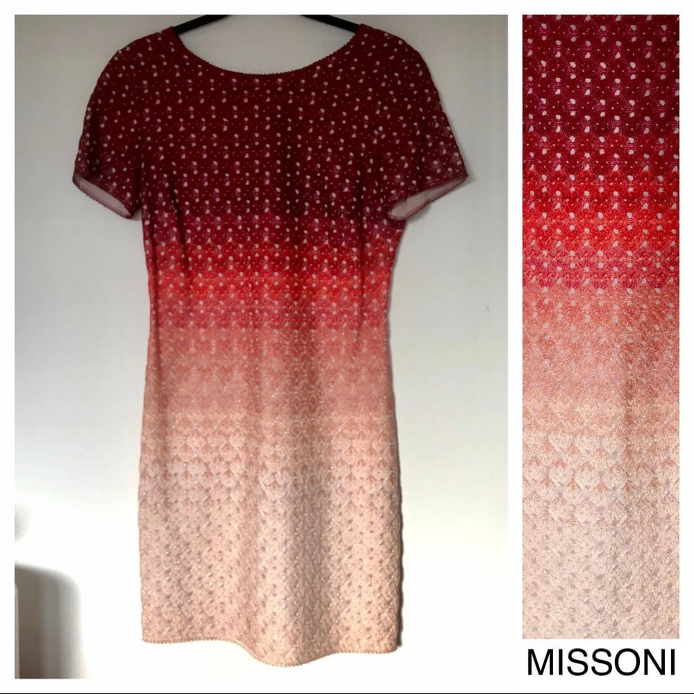 🌅 MISSONI Red Sunset Cap Sleeve Ombré Dress 🌅
